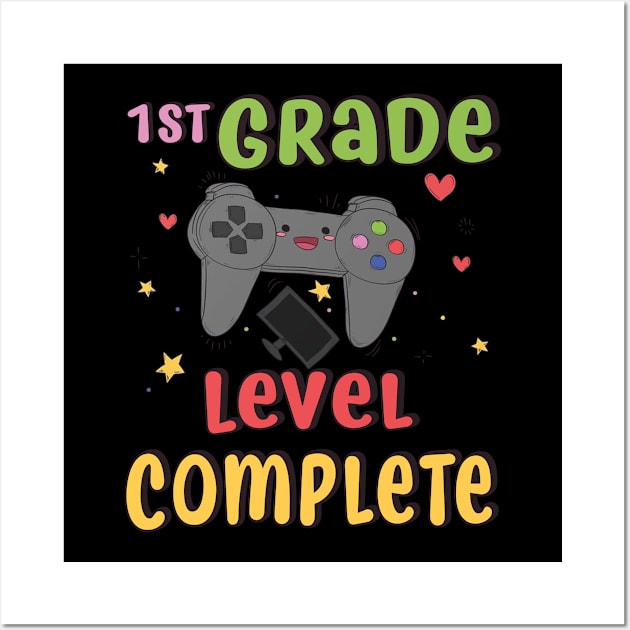 1st Grade Level Complete Video Gamer T-Shirt Graduation Gift Wall Art by Simpsonfft